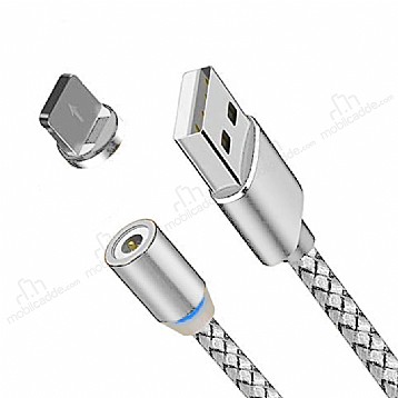 Volta New Insnap USB Lightning Silver Manyetik Data Kablosu 120cm