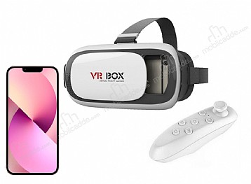 VR BOX iPhone 13 Bluetooth Kontrol Kumandal 3D Sanal Gereklik Gzl