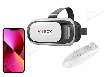 VR BOX iPhone 13 Mini Bluetooth Kontrol Kumandal 3D Sanal Gereklik Gzl