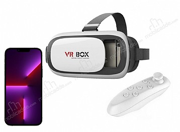 VR BOX iPhone 13 Pro Bluetooth Kontrol Kumandal 3D Sanal Gereklik Gzl