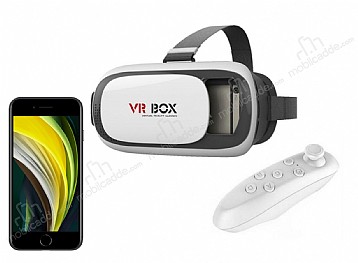 VR BOX iPhone SE 2020 Bluetooth Kontrol Kumandal 3D Sanal Gereklik Gzl