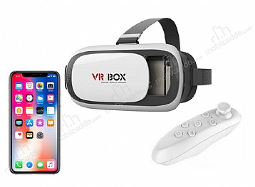 VR BOX iPhone X / XS Bluetooth Kontrol Kumandal 3D Sanal Gereklik Gzl