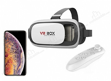 VR BOX iPhone XS Max Bluetooth Kontrol Kumandal 3D Sanal Gereklik Gzl