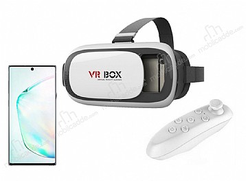 VR BOX Samsung Galaxy Note 10 Bluetooth Kontrol Kumandal 3D Sanal Gereklik Gzl