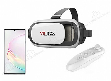 VR BOX Samsung Galaxy Note 10 Plus Bluetooth Kontrol Kumandal 3D Sanal Gereklik Gzl