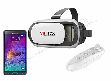 VR BOX Samsung Galaxy Note 4 Bluetooth Kontrol Kumandal 3D Sanal Gereklik Gzl