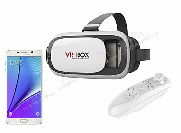 VR BOX Samsung Galaxy Note 5 Bluetooth Kontrol Kumandal 3D Sanal Gereklik Gzl