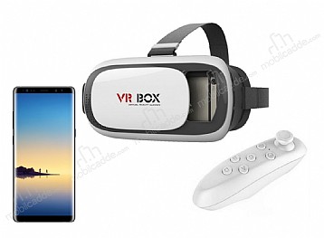 VR BOX Samsung Galaxy Note 8 Bluetooth Kontrol Kumandal 3D Sanal Gereklik Gzl