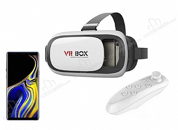 VR BOX Samsung Galaxy Note 9 Bluetooth Kontrol Kumandal 3D Sanal Gereklik Gzl