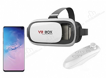 VR BOX Samsung Galaxy S10 Bluetooth Kontrol Kumandal 3D Sanal Gereklik Gzl