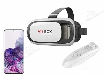 VR BOX Samsung Galaxy S20 Bluetooth Kontrol Kumandal 3D Sanal Gereklik Gzl