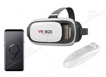 VR BOX Samsung Galaxy S9 Bluetooth Kontrol Kumandal 3D Sanal Gereklik Gzl