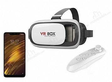 VR BOX Xiaomi Pocophone F1 Bluetooth Kontrol Kumandal 3D Sanal Gereklik Gzl