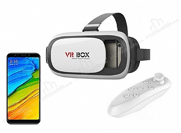 VR BOX Xiaomi Redmi 5 Plus Bluetooth Kontrol Kumandal 3D Sanal Gereklik Gzl