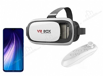 VR BOX Xiaomi Redmi Note 8 Bluetooth Kontrol Kumandal 3D Sanal Gereklik Gzl