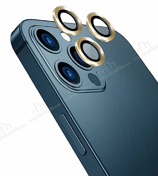 Wiwu iPhone 12 Pro Max Gold Metal Kamera Lens Koruyucu