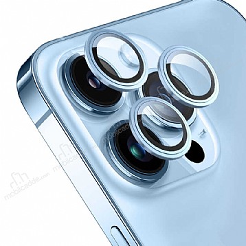 Wiwu iPhone 13 Pro Max Mavi Metal Kamera Lens Koruyucu