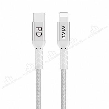 Wiwu WP101 MFI Lisansl Beyaz Type-C to Lightning Kablo 1.20m