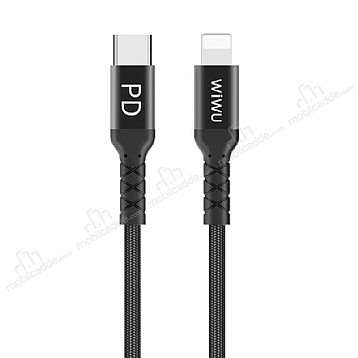 Wiwu WP101 MFI Lisansl Siyah Type-C to Lightning Kablo 1.20m