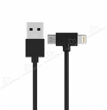 WK Lightning & Micro USB Siyah Data Kablosu 1m