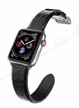 X-Doria Hybrid Leather Apple Watch 6 Crock Black Gerek Deri Kordon 44mm