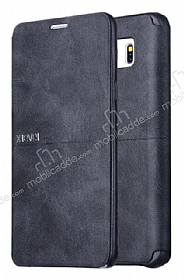 X-Level Extreme Samsung Galaxy Note 5 Standl Kapakl Siyah Deri Klf