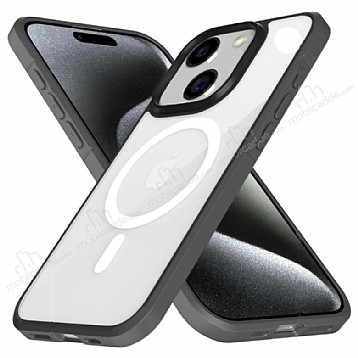 X-Level Ice Crystal iPhone 15 MagSafe zellikli Gri Silikon Klf