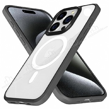 X-Level Ice Crystal iPhone 15 Pro Max MagSafe zellikli Gri Silikon Klf