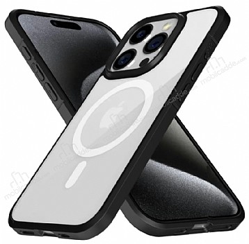 X-Level Ice Crystal iPhone 15 Pro Max MagSafe zellikli Siyah Silikon Klf