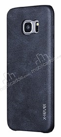 X-Level Vintage Samsung Galaxy S7 Edge Siyah Gerek Deri Rubber Klf