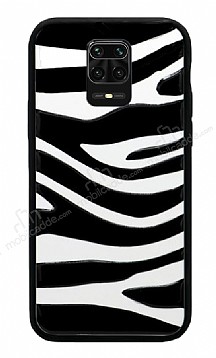 Xiaomi Redmi Note 9S Zebra Desenli Siyah Kenarl Silikon Klf
