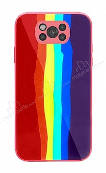 Xiaomi Poco X3 / Xiaomi Poco X3 Pro Rainbow Glass Krmz Rubber Klf
