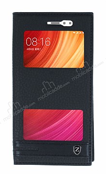 Xiaomi Redmi Note 5A / Note 5A Prime Gizli Mknatsl Pencereli Siyah Deri Klf