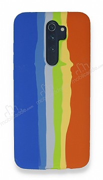 Xiaomi Redmi Note 8 Pro Rainbow Lansman Mavi-Turuncu Silikon Klf