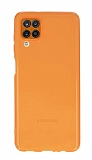 Eiroo Mun Samsung Galaxy A12 effaf Koyu Turuncu Silikon Klf