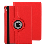 iPad mini 6 2021 360 Derece Döner Standlı Kırmızı Deri Kılıf