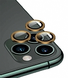Apple iPhone 12 Pro 6.1 inç Metal Kenarlı Cam Gold Kamera Lensi Koruyucu
