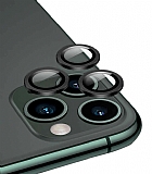 Apple iPhone 12 Pro 6.1 inç Metal Kenarlı Cam Siyah Kamera Lensi Koruyucu