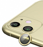 iPhone 12 mini 5.4 inç Metal Kenarlı Cam Gold Kamera Lensi Koruyucu