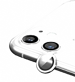 iPhone 12 mini 5.4 inç Metal Kenarlı Cam Beyaz Kamera Lensi Koruyucu