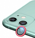 iPhone 12 mini 5.4 inç Metal Kenarlı Cam Kırmızı Kamera Lensi Koruyucu