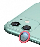 iPhone 12 Metal Kenarlı Cam Kırmızı Kamera Lensi Koruyucu