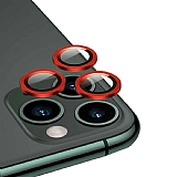 Apple iPhone 12 Pro 6.1 inç Metal Kenarlı Cam Kırmızı Kamera Lensi Koruyucu