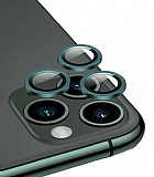Apple iPhone 12 Pro Max 6.7 inç Metal Kenarlı Cam Yeşil Kamera Lensi Koruyucu