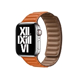 Apple Watch 4 / Watch 5 Koyu Turuncu Deri Kordon 44 mm