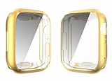Apple Watch 7 Ekran Korumalı Gold Silikon Kılıf 45 mm