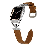 Apple Watch Kahverengi Metal Deri Kordon (42 mm)
