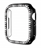 Apple Watch Taşlı Siyah Rubber Kılıf 45 mm