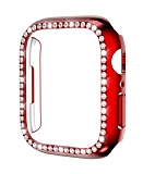 Apple Watch Ultra Taşlı Kırmızı Rubber Kılıf 49 mm