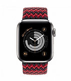 Buff Apple Watch Black-Red Braided Örgü Kordon 45mm Extra Large